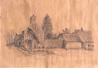 GIRARDET Jules, 
Ferme, 1913
Fusain sur papier...