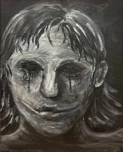 MODERN SCHOOL 
Black tears 
Oil on canvas
Signed...