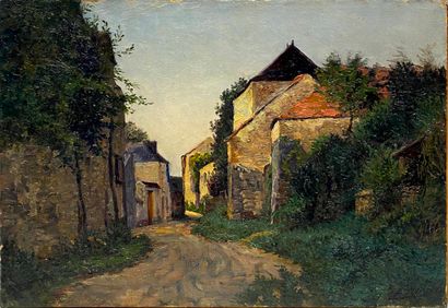 DI MARZO E. (XIX-XX)
Village street 
Oil...