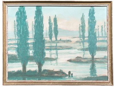 JEANÉS Sigismond(1862-1952) 
Vue d'un marais
Gouache...