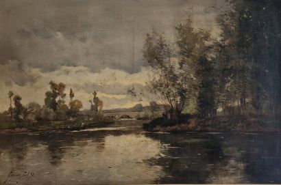 GAGNEUX Paul (?-1892).
Edge of the Loire,1892
Oil...