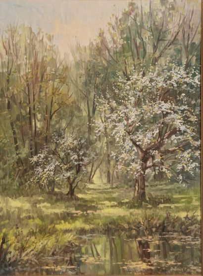 DELBOSCO Roland (born 1926)
Pond in the woods
Oil...