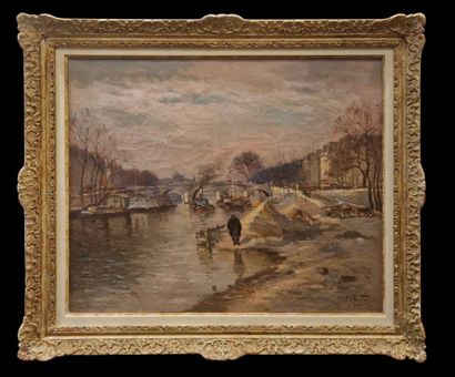 BALLIN Léon (XIX-XX)
Quay in Paris
Oil on...