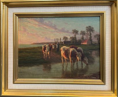 PLANQUETTE Félix (1873-1964)
Vaches s’abreuvant...