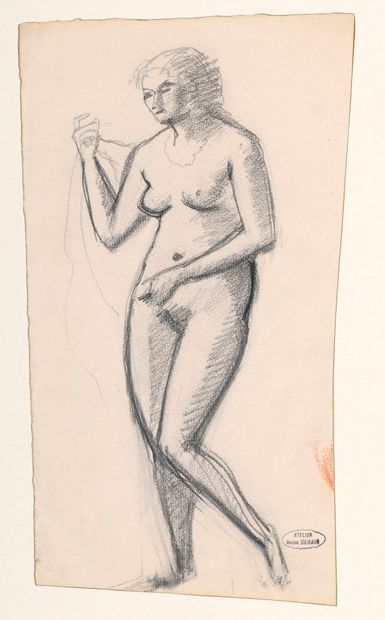 DERAIN André, 1880-1954, 
Nu au drap,
mine...