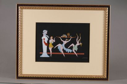ECOLE MODERNE 
Bacchanales 
Gouache sur papier...