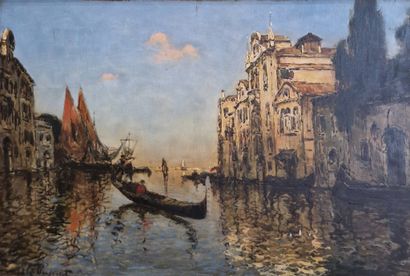 DUPRAT André (1913-?)
Venice at sunset 
Oil...