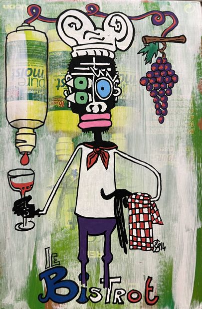 MODERN SCHOOL 
The Bistro
Oil on cardboard
Signed...