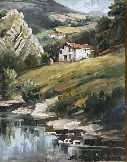 STEINMANN Alberto (1907-2002)
Ferme basque,
Aquarelle...