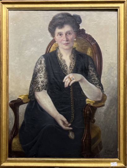 PLINE J. (XX)
Femme à la robe noire, 1927
Huile...