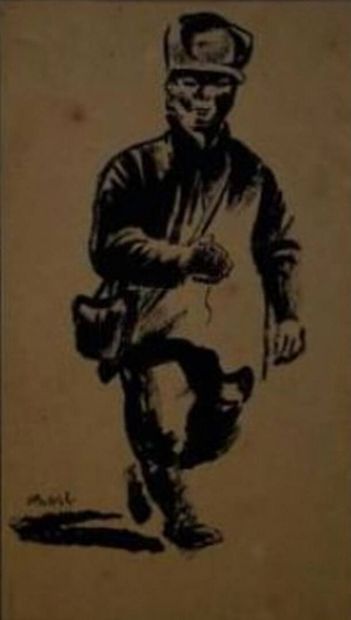ECOLE RUSSE
Homme marchant
Encre, porte une...