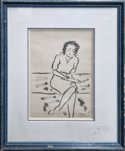 CHANCO Roland, 1914-2017,
Femme écrivant,
encre...