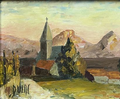 DULAC Jean (1902-1968)
The church,
oil on...