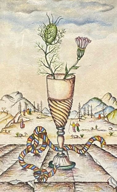 FORNARI Antonio, attribué à 
Vasque aux fleurs
technique...