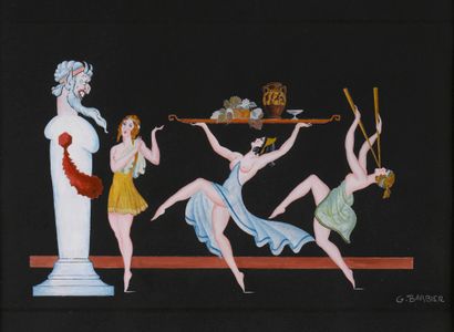 ECOLE MODERNE 
Bacchanales 
Gouache sur papier...