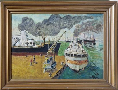 MANGOS B (XX)
Le port
Huile sur isorel, porte...