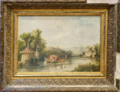 Late 19th century school
Gondola ride
Oil...