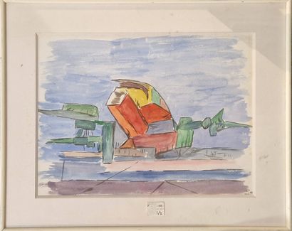 ECOLE MODERNE 
Composition,20.2.97
Aquarelle,...