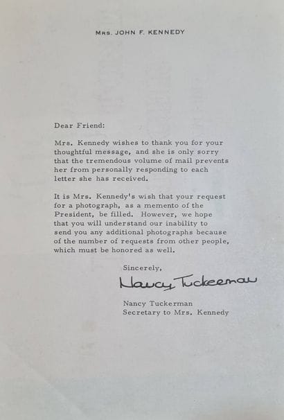 An envelope from Mrs. John F. Kennedy, including...