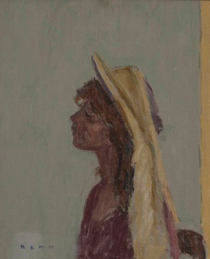 BENN, 1905-1989
Woman with hat, 1980
oil...