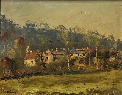 OUALLE Pierre (XX)
Le hameau,
huile sur carton,...