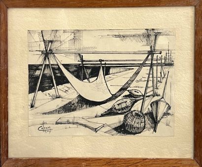 COLSON Guy (XX)
Marines et vues de port,
quatre...