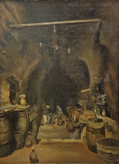 19th century SCHOOL 
cellar interior in the...