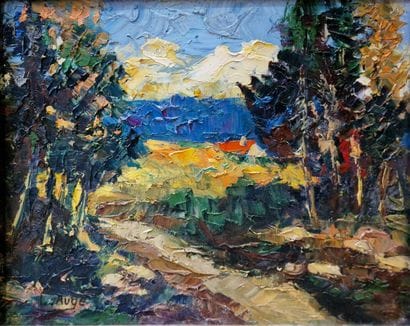AUGE Lucien (born 1933)
Landscape with red...