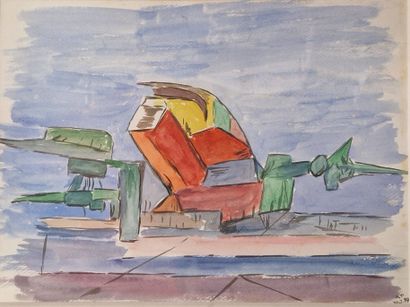 ECOLE MODERNE 
Composition,20.2.97
Aquarelle,...