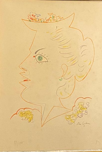 COCTEAU Jean (1889-1963) 
Tête de femme en...
