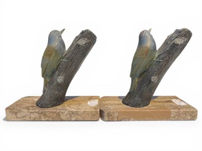 Paire de serre-livres figurant des oiseaux...