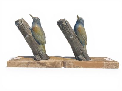 Paire de serre-livres figurant des oiseaux...