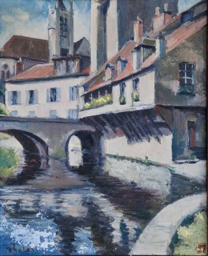 ROBERT A (XX)
Canal en ville
Huile sur panneau,...