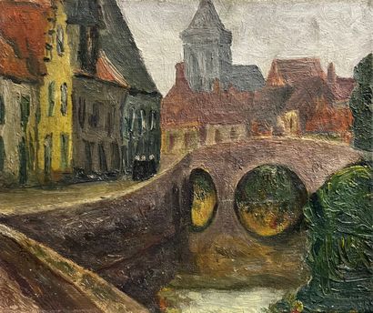 Lot : 

ECOLE BELGE 
Bruges 
Huile sur toile,...