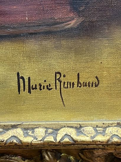 RIMBAUD Marie (XX) 
Fleurs et livres 
Huile...