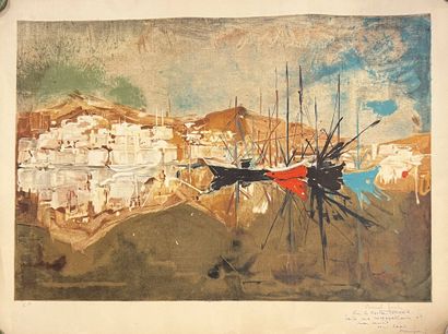 ECOLE MODERNE 
Le port 
Lithographie en couleurs,...