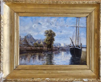 SAVIGNY Paul (1858-1916) 
Voilier à quai...