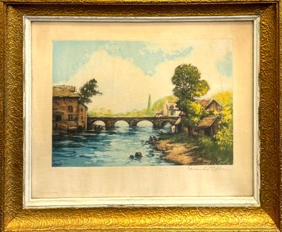 ROBBE Manuel (1872-1936)
Le pont 
Eau forte...