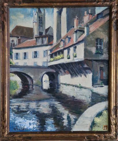 ROBERT A (XX)
Canal en ville
Huile sur panneau,...