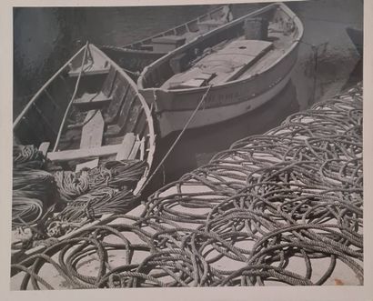 Pierre AURADON (1900-1988). 
Seascape, boats,...