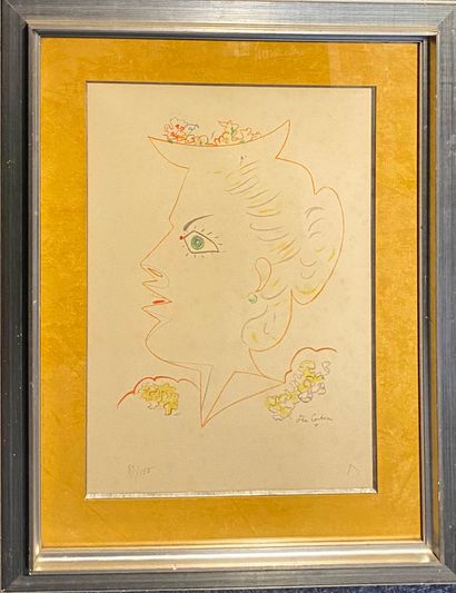 COCTEAU Jean (1889-1963) 
Tête de femme en...