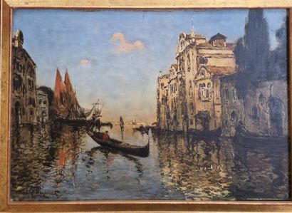DUPRAT André (1913-?)
Venice at sunset 
Oil...