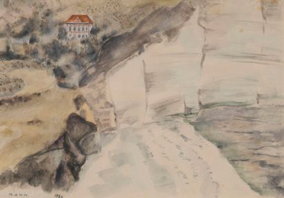 BENN, 1905-1989,
Maison et falaise, 1930,
aquarelle...