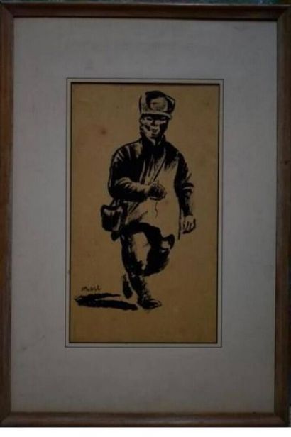 ECOLE RUSSE
Homme marchant
Encre, porte une...
