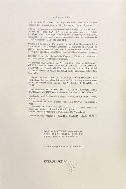 L'Atelier Vence 1990. 
Porte-folio, édité...