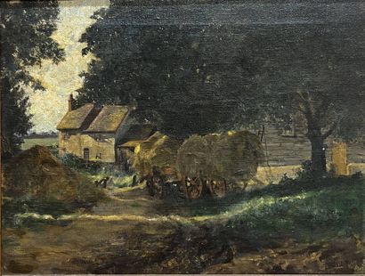 MALET Eugène, attribué à 
Charrettes de foin...