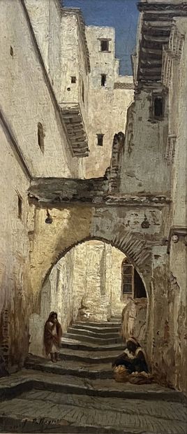 PELLEGRIN (XIX -XX) 
Une rue à Alger 
Huile...