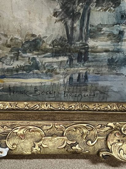 FRANK-BOGGS (1855-1926)
Bergues 
Aquarelle,...