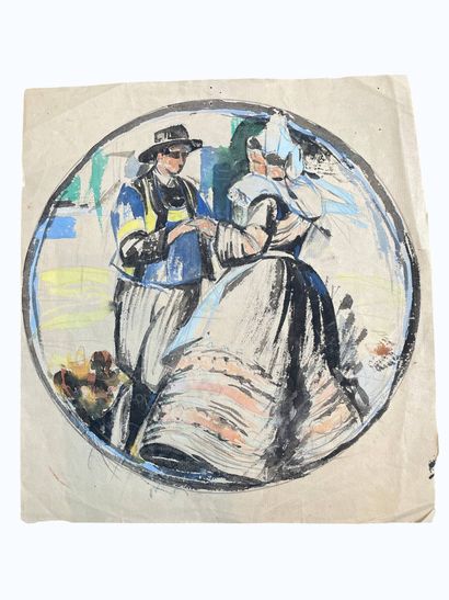 LEDERLÉ Maurice (1887-1988) 
Couple de Fouesnantais
Projet...