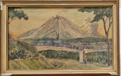 ELAND Leo, dans le gout de
Vue d'un volcan
Aquarelle...